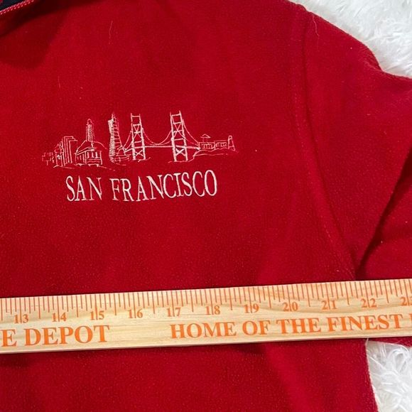 Vintage Red San Francisco fleece jacket Zip up jacket with Nacvy collar Size L‎ - Picture 2 of 7